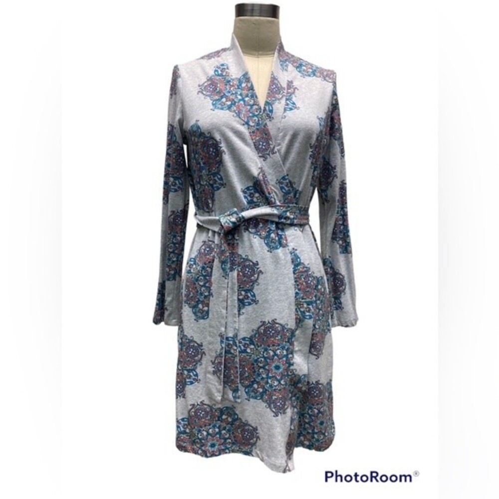 Cynthia Rowley long sleeve belted shortie robe Size S